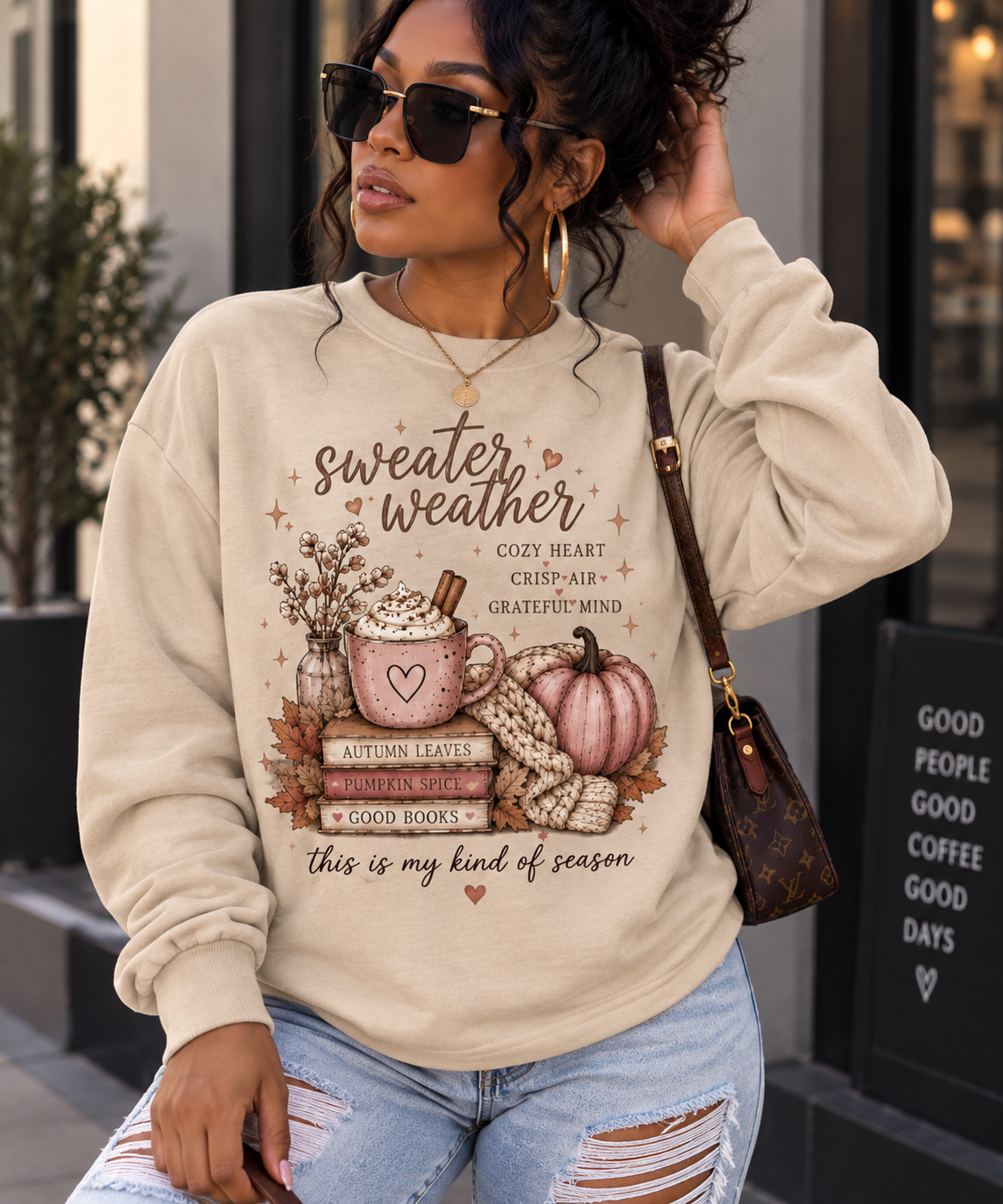 Sweater Weather Cozy Fall Graphic Sweatshirt 🍂💕