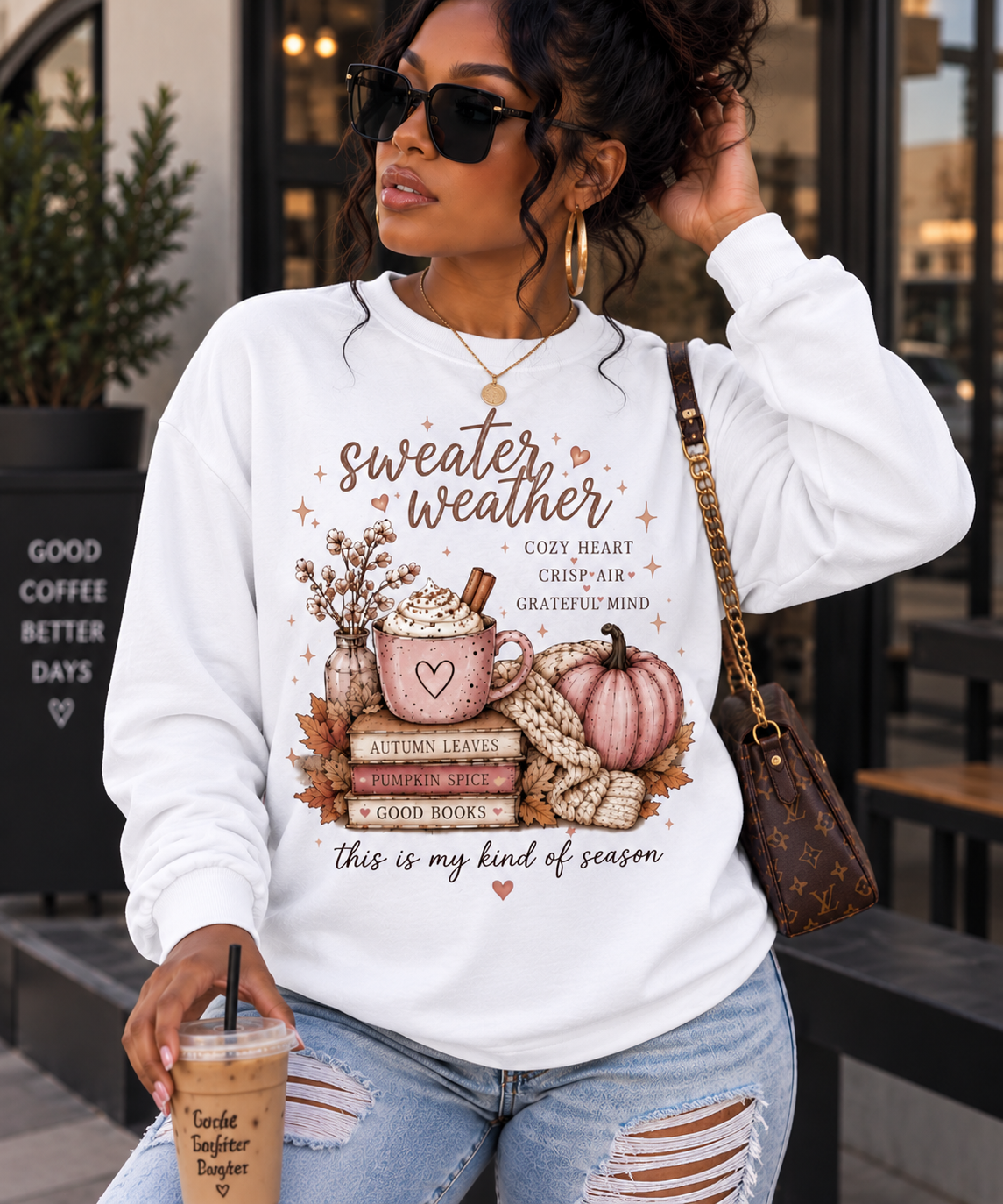 Sweater Weather Cozy Fall Graphic Sweatshirt 🍂💕