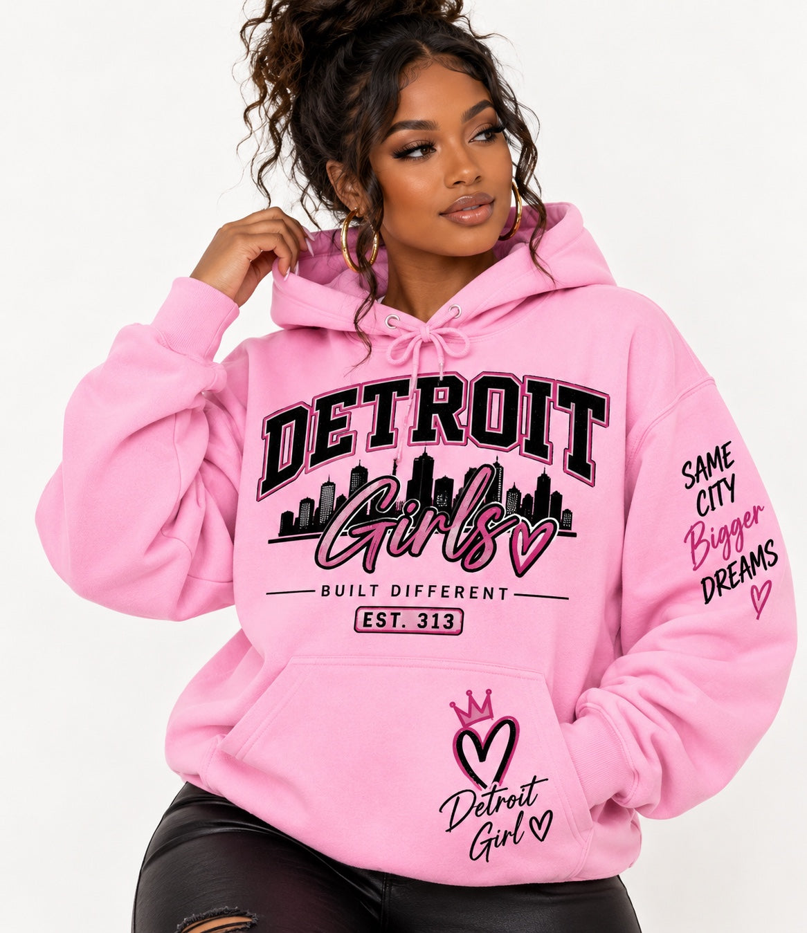 Detroit Girls Built Different Graphic Hoodie