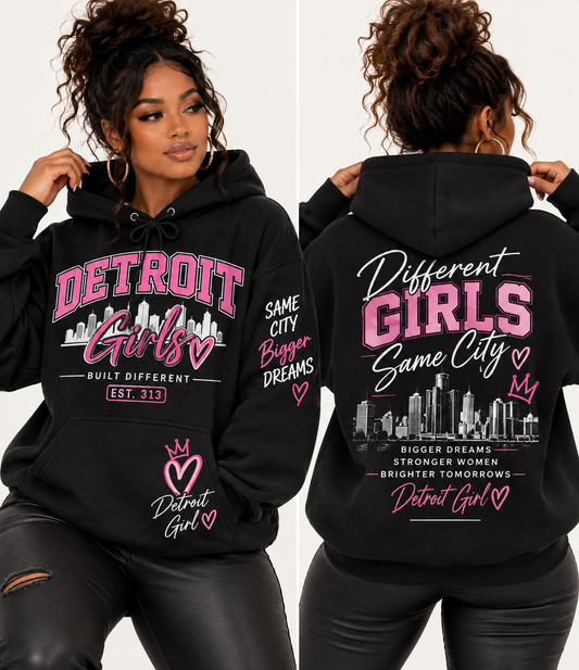 Detroit Girls Built Different Graphic Hoodie