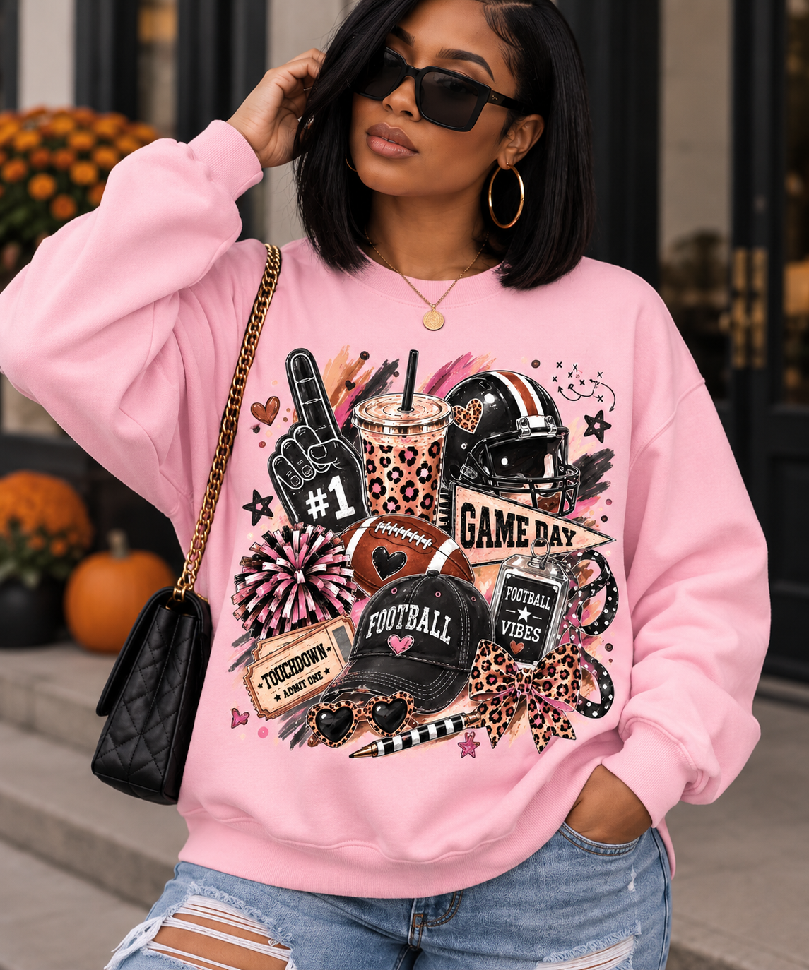 Game Day Football Vibes Graphic Sweatshirt