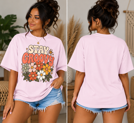 Stay Groovy Floral Oversized Tee